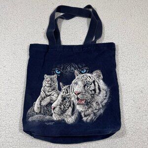 Vintage Polar Graphics White Tiger Canvas Tote Bag Purse